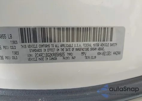 2019 Chrysler Pacifica Touring L из США, поврежденный, VIN 2C4RC1BG2KR650925